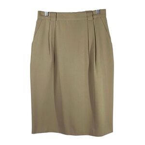 Vintage Requirements Women’s 10 Medium Tan Brown Pencil Midi Skirt Pleated Slit